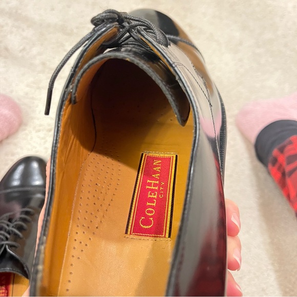 Cole Haan Men’s Black Patent Leather Oxfords with Toe Cap EUC - Picture 14 of 15
